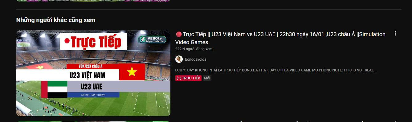 Video game tu kenh dat hon 222.000 nguoi xem truc tiep. Anh chup man hinh.