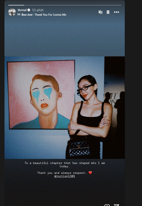 Hoang Touliver viet loi cam on, tran trong voi Toc Tien. Anh chup man hinh