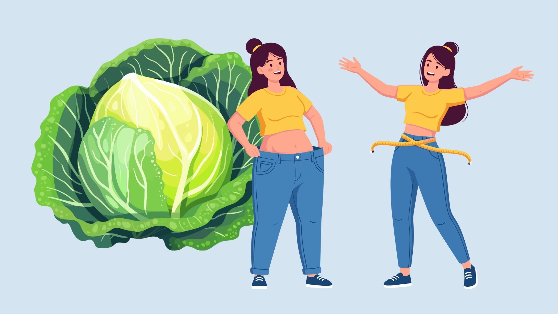 Losing weight thanks to cabbage, not just getting thin just by eating a lot. Graphics: Linh Dan