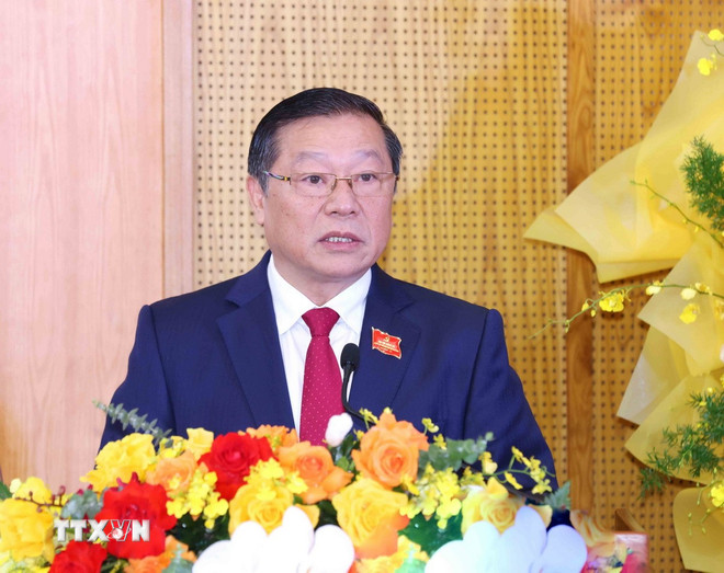 Mr. Lai Xuan Mon, Member of the Party Central Committee, Standing Deputy Head of the Central Propaganda and Mass Mobilization Committee, Director of the Press Center of the 14th Congress. Photo: VNA