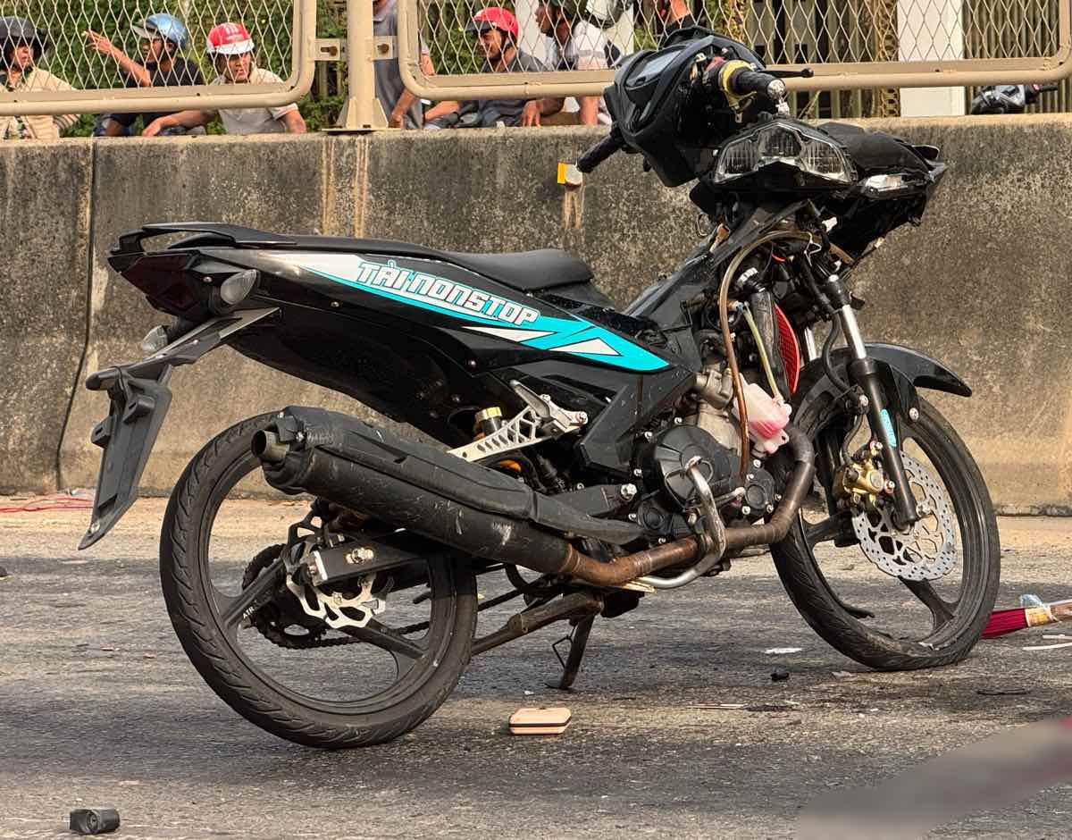 Xe may khong gan bien so tai hien truong. Anh: Duy Tuan 