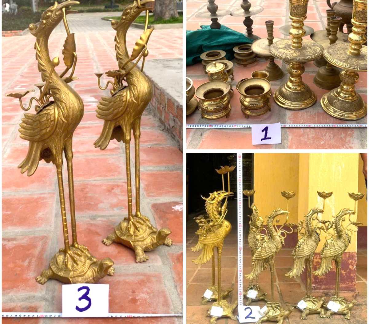 Số tang vật đối tượng trộm tại Quần thể di tích Tây Sơn Thượng đạo. Ảnh: Công an