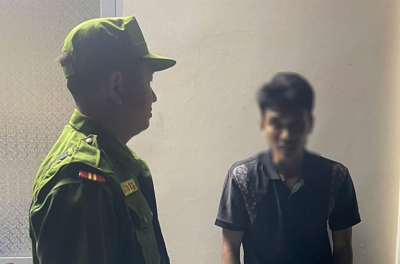 Đối tượng N.V.N có biểu hiện ngáo đá do sử dụng trái phép chất ma túy. Ảnh: Công an TP Cần Thơ