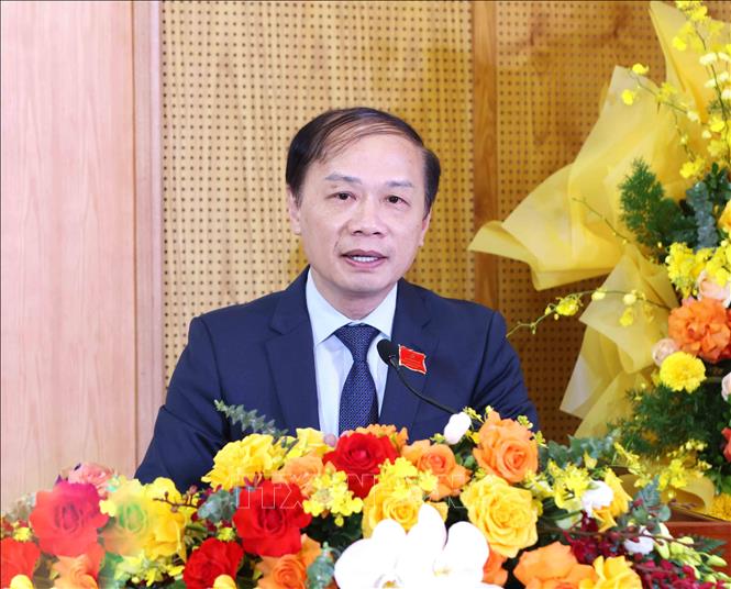 Comrade Pham Tat Thang, Member of the Party Central Committee, Deputy Head of the Central Propaganda and Mass Mobilization Committee. Photo: Phuong Hoa - VNA.