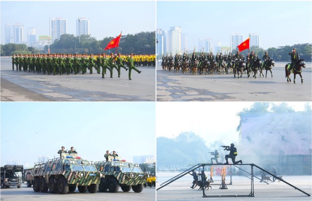 Sang 10/1/2026, tai Ha Noi, Bo Cong an da to chuc Le xuat quan va dien tap phuong an bao dam an ninh, trat tu Dai hoi dai bieu toan quoc lan thu XIV cua Dang.