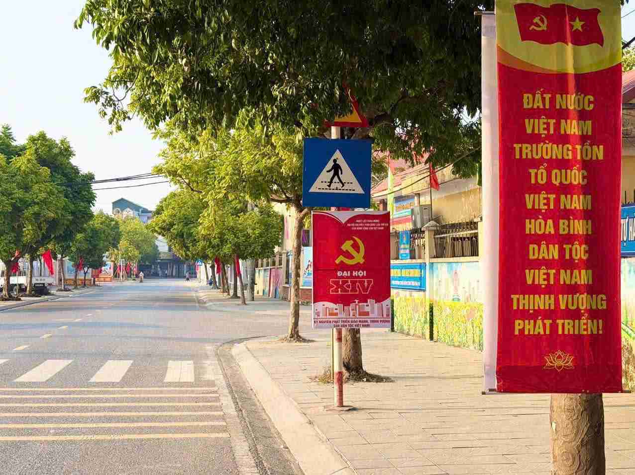 Co Dang co To quoc duoc treo dong bo tai cac tuyen duong phuong Tan Hung.