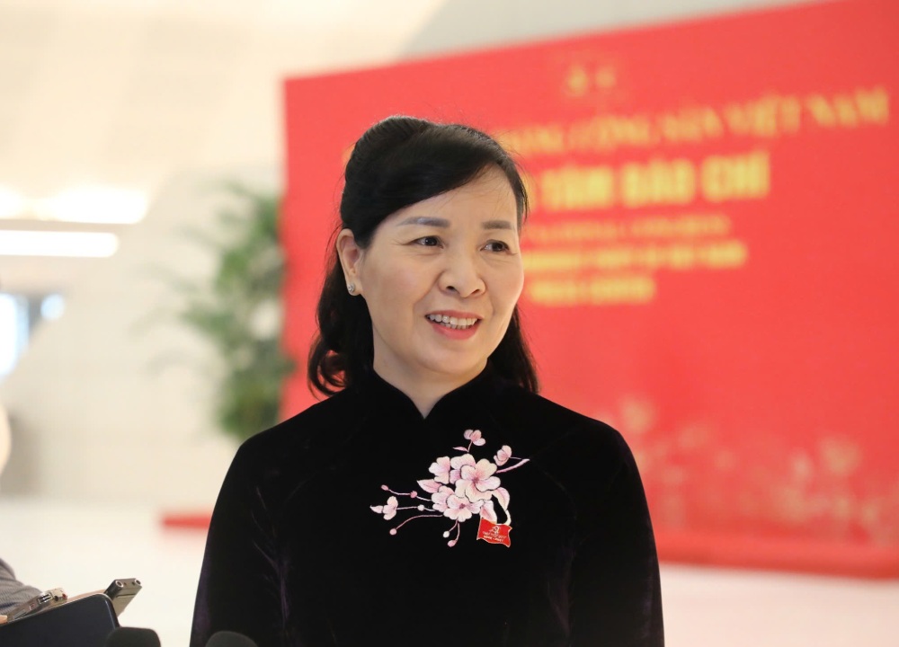 Delegate Nguyen Thi Ha - Chairwoman of the Vietnam Fatherland Front Committee of Bac Ninh province expressed her full belief in the strategic decisions of the 14th Party Congress. Photo: Pham Dong