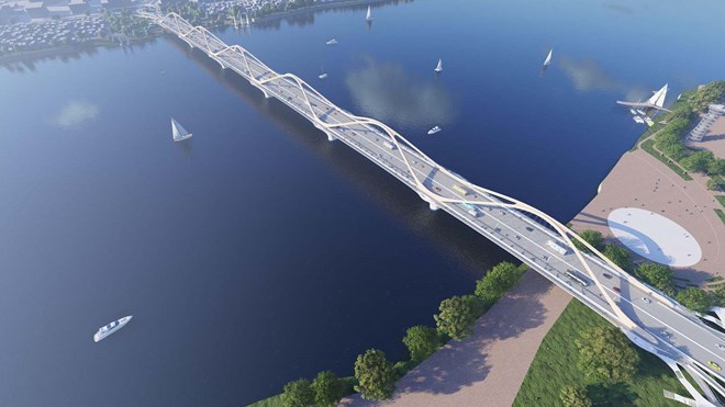 Long Bien accelerates site clearance for Tran Hung Dao bridge. Photo: Design unit