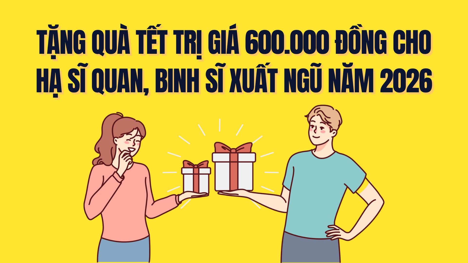 Giving Tet gifts worth 600,000 VND to officers and soldiers discharged from the army for the 2026 Binh Ngo Lunar New Year. Graphics: Tra My