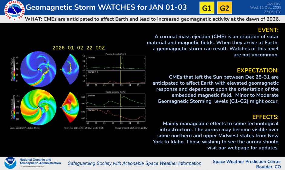 Canh bao cua NOAA ve bao dia tu ngay 3.1.2026. Anh: NOAA
