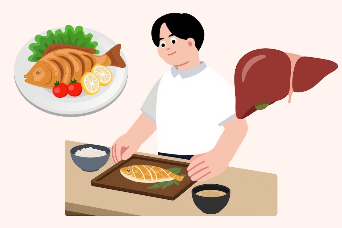 How does the liver change when eating fish regularly