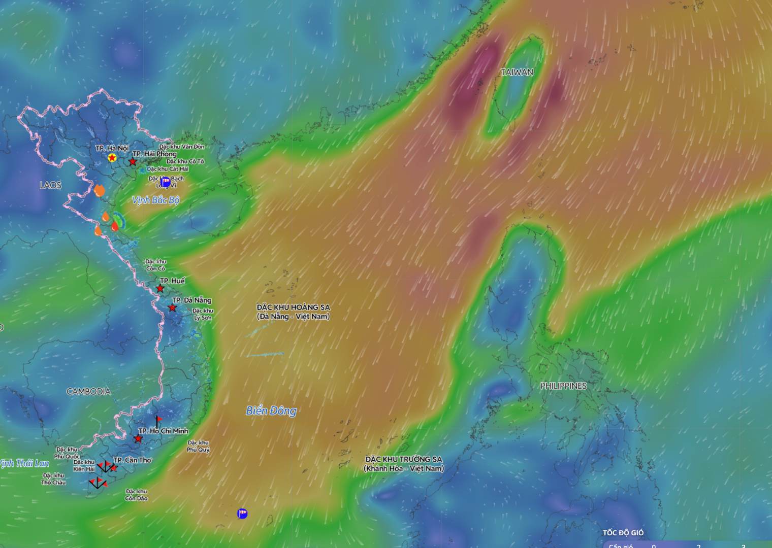 Cold air is about to cause unfavorable weather in some sea areas. Photo: Vietnam Disaster Monitoring System