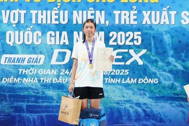 Thu Huyen is a promising athlete of Vietnamese badminton. Photo: VBF