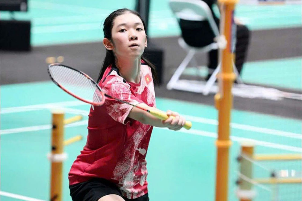 Thu Huyen de lai nhieu dau an o cac giai cau long quoc te. Anh: BAC - Badminton Asian Junior Championship 2024