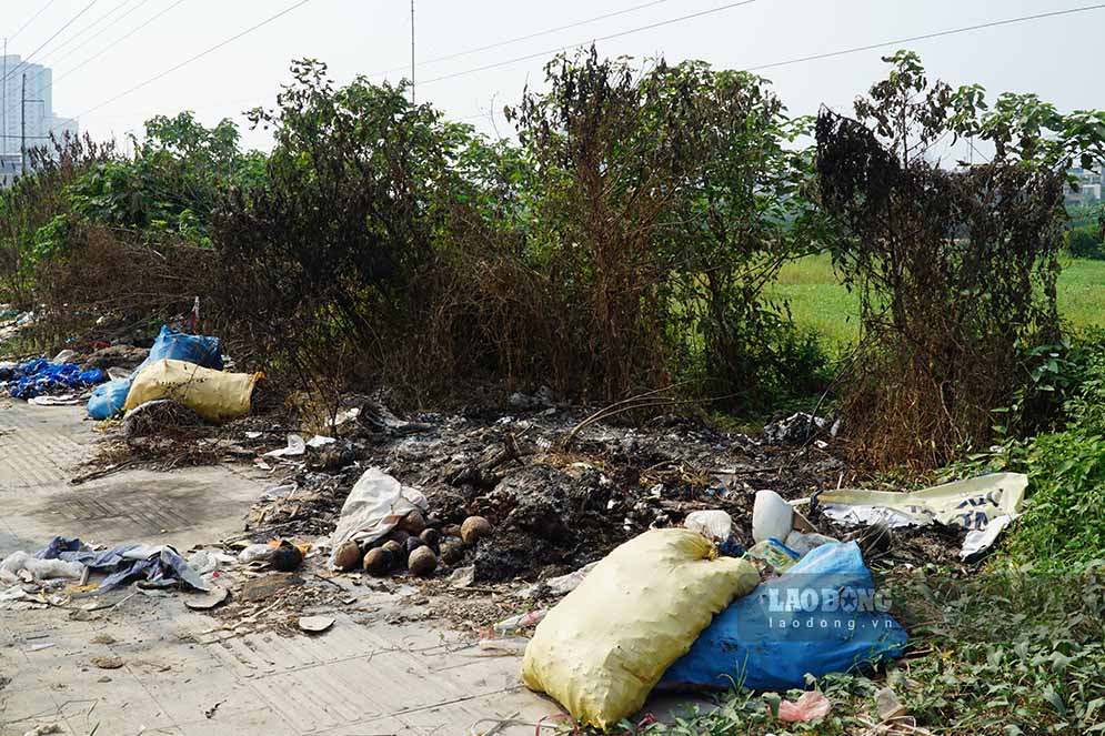 Garbage is dumped rampant on sidewalks in Hanoi. Illustrative photo: Ngoc Thuy