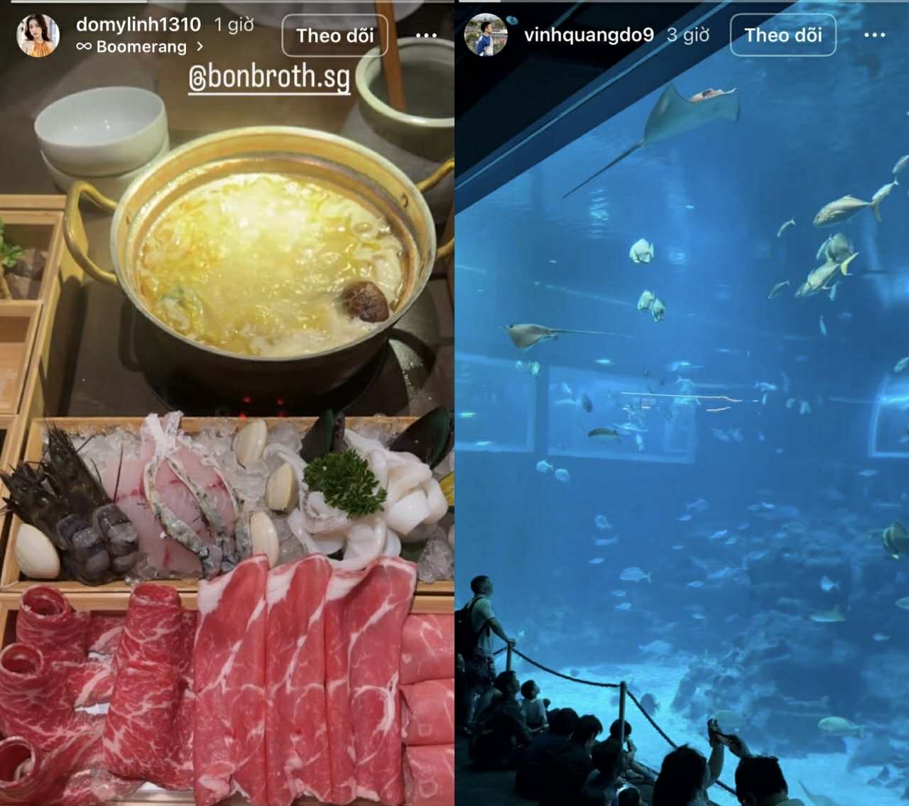 Hoa hau Do My Linh va chong chu tich don nam moi o Singapore. Anh: Cat tu video