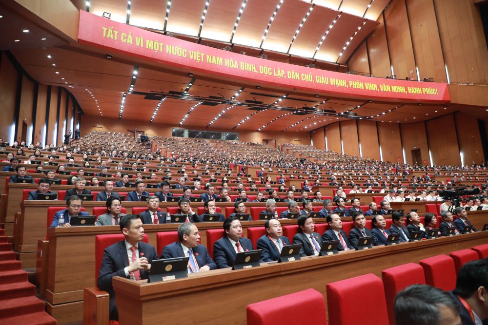 Du Dai hoi XIV co su tham du cua 1.586 dai bieu, dai dien cho hon 5,6 trieu dang vien trong ca nuoc. Anh: Tran Vuong