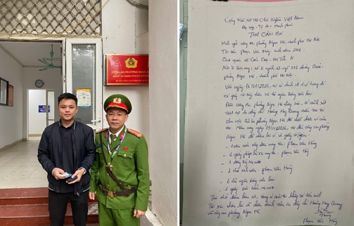 Ngoc Ha Ward Police return property to Mr. Pham Van Hung. Photo: Ngoc Ha Ward People's Committee