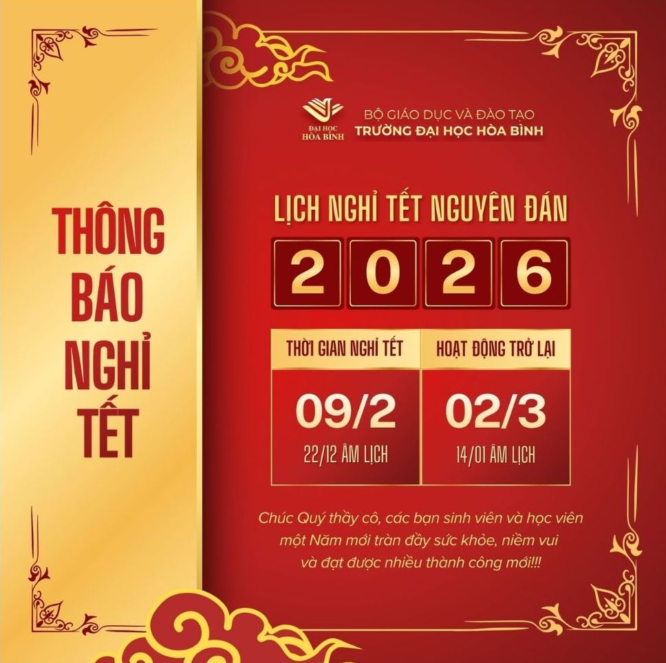 Lich nghi Tet Nguyen dan nam 2026 cua sinh vien Truong Dai hoc Hoa Binh. Anh: TTruong Dai hoc Hoa Binh  
