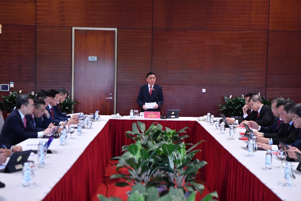 Uy vien Bo Chinh tri, Thuong truc Ban Bi thu Tran Cam Tu phat bieu trong buoi thao luan tai Doan. Anh: Pham Dong 