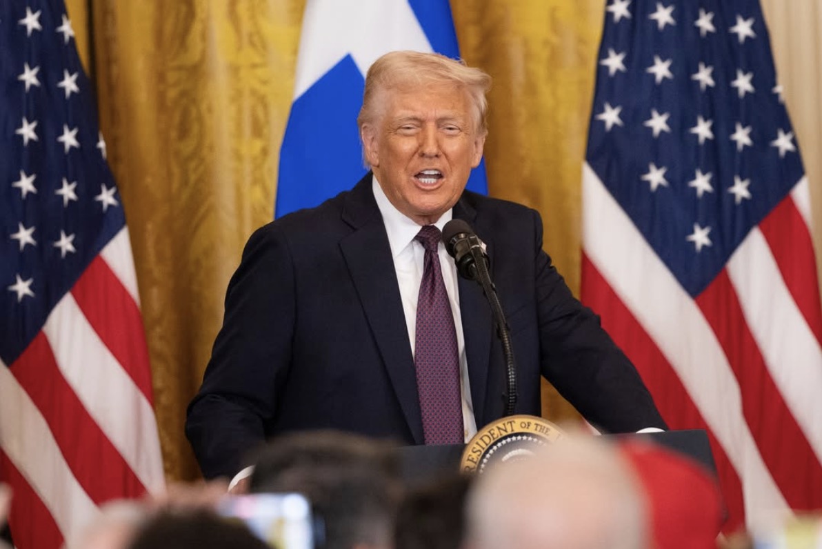 President Donald Trump speaks at a press conference. Photo: Xinhua