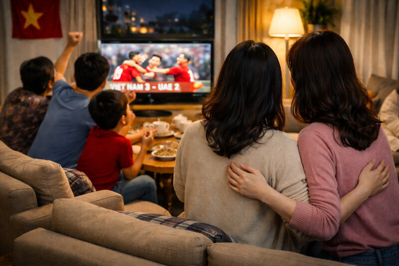 The victory of U23 Vietnam has eased the conflicts in the family. Graphics: Khanh Linh