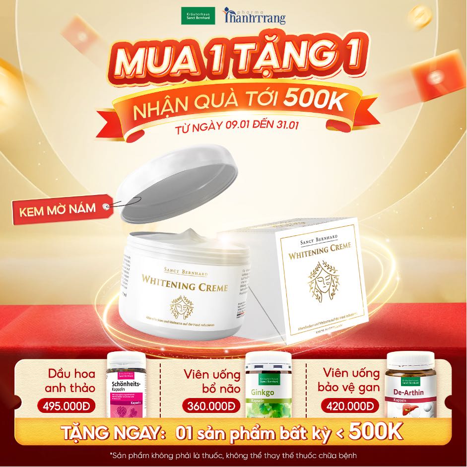 Chuong trinh mua 1 tang 1 Whitening Creme - Kem tri nam Sanct Bernhard. Anh: thanhtrangpharma.vn
