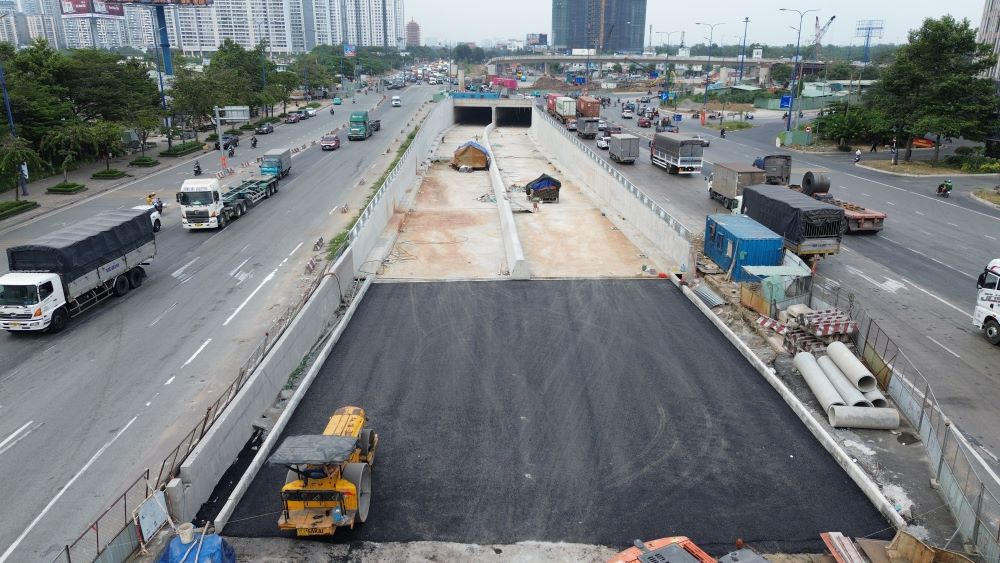 HC1-02 underpass - the most important item of An Phu intersection has reached 90% volume, expected to open to traffic on January 31st. Photo: Anh Tu