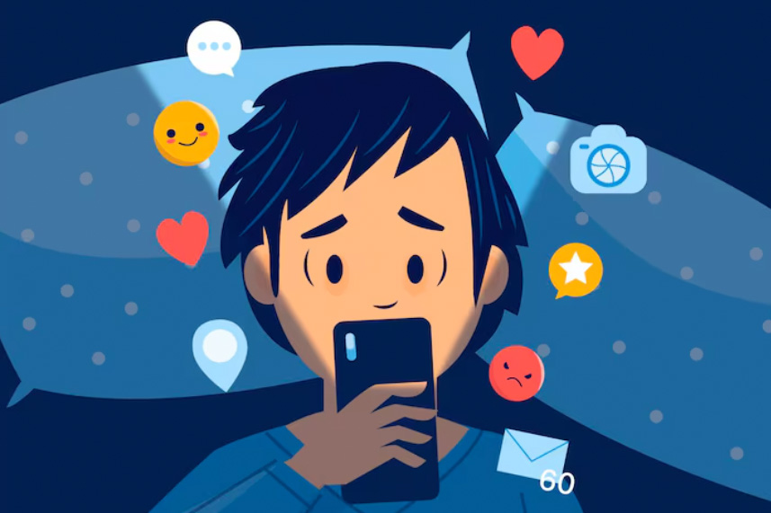 Using phones before bed and impacts on the brain. Graphics: Thien Nhan