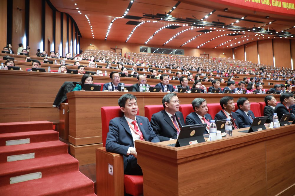 Cac dai bieu du phien thao luan ve cac Van kien Dai hoi XIV cua Dang. Anh: Tran Vuong