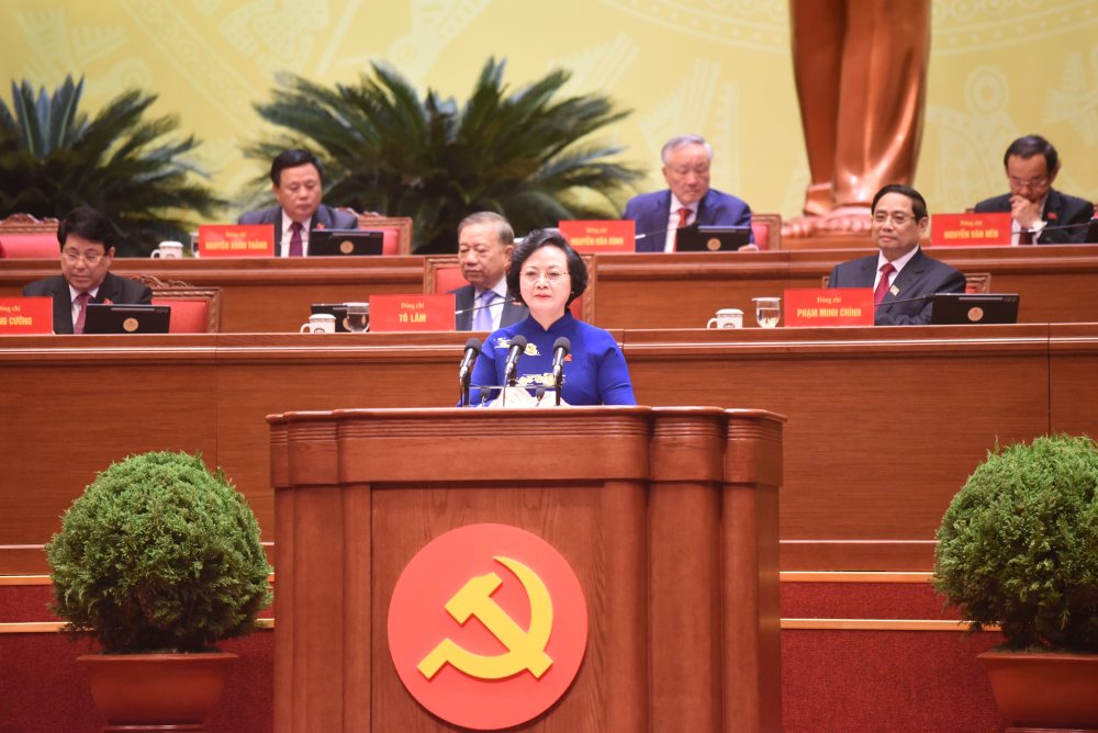 Pho Thu tuong Chinh phu Pham Thi Thanh Tra phat bieu tham luan. Anh: Tran Vuong