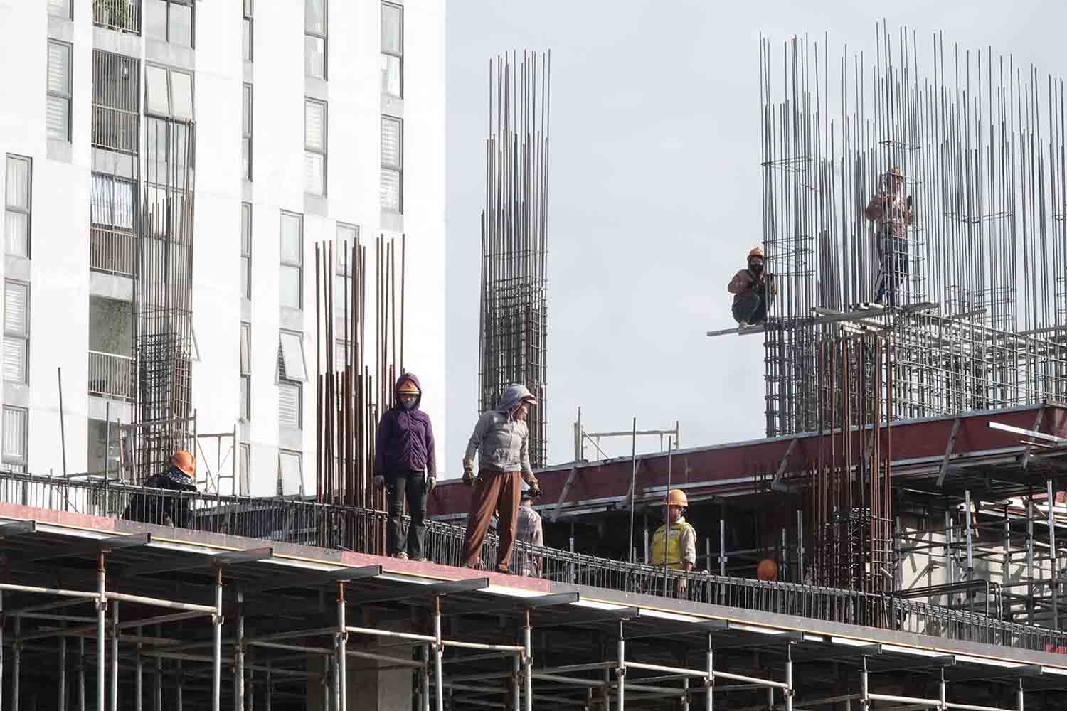 하띤성 탄센동 사회 주택 프로젝트 2단계 시공 속도 가속화. 사진: 쩐뚜언.