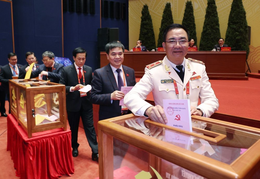 Cac dai bieu bo phieu bau Ban Chap hanh Trung uong Dang khoa XIV. Anh: TTXVN 