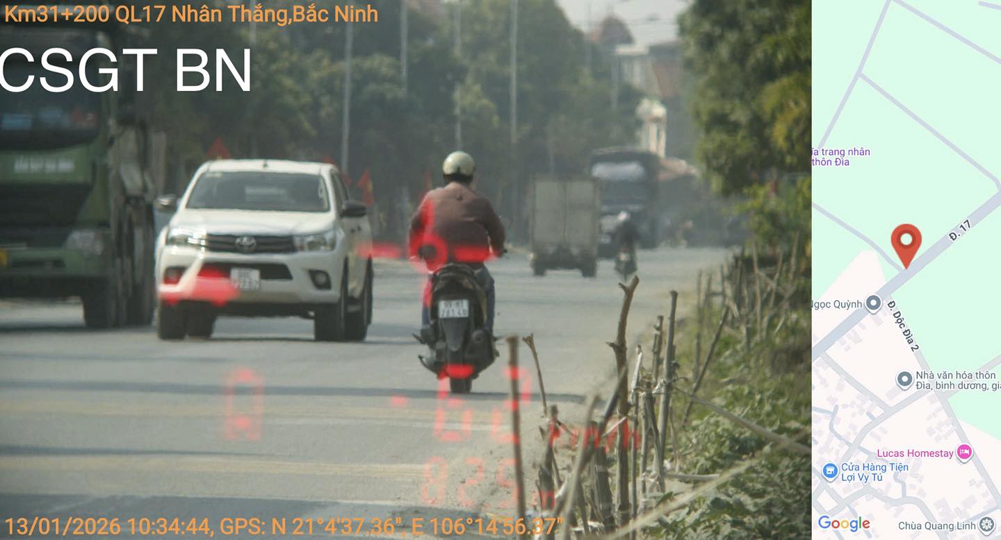 Le proprietaire du vehicule a ete condamne a une amende automatique a Bac Ninh. Photo: Police de la circulation de Bac Ninh