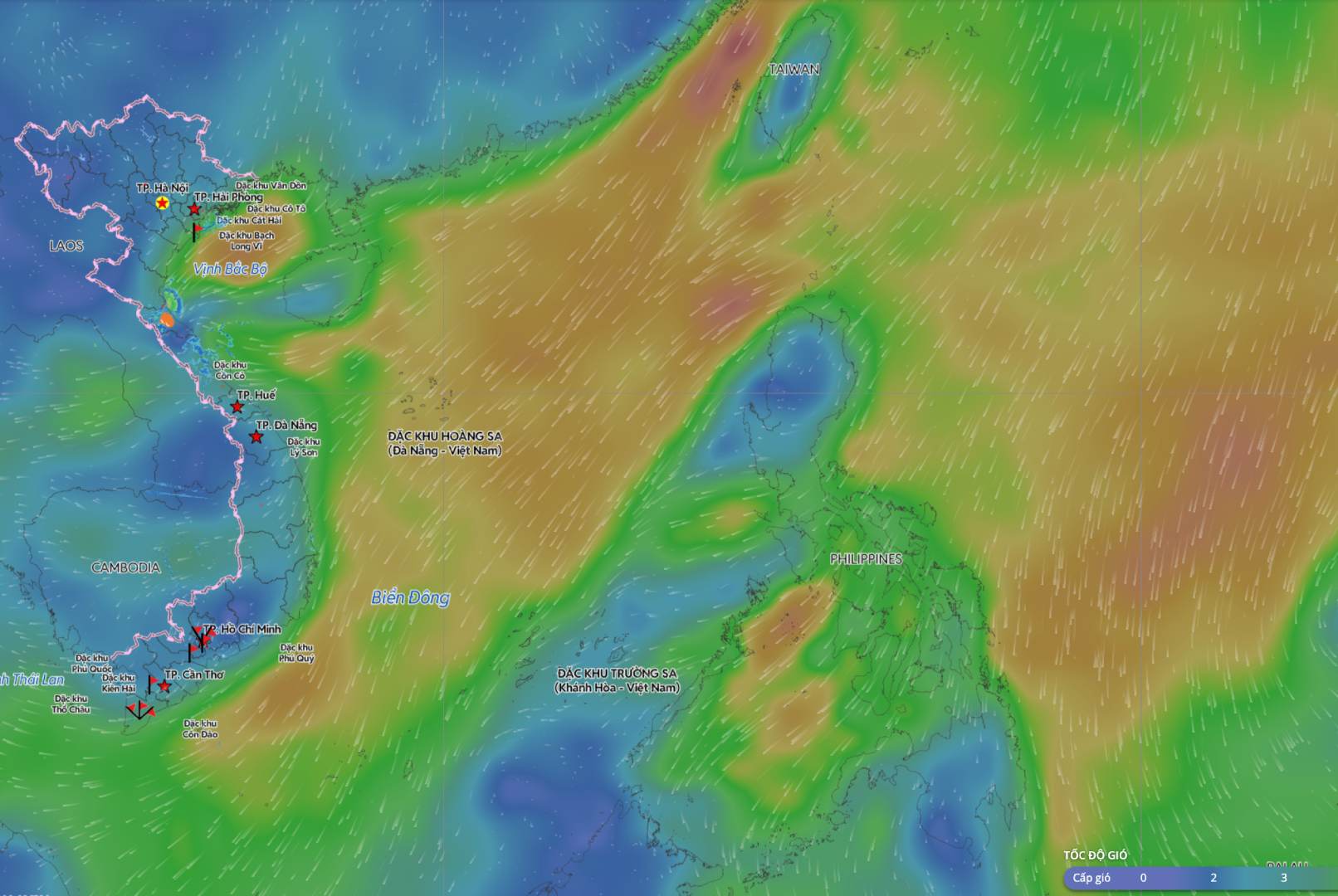 L'air froid provoque des conditions meteorologiques defavorables dans certaines zones maritimes. Source: Systeme de surveillance des catastrophes naturelles du Vietnam