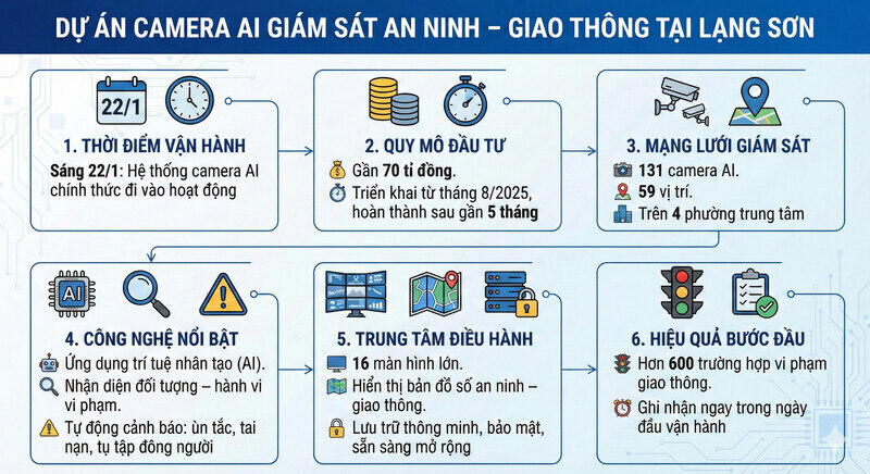 Chi tiet thong tin ve he thong camera AI tai Lang Son. Do hoa: Khanh Linh