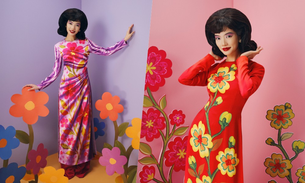 デザイナーのトゥイ・グエンがテトのアオザイコレクションを紹介。写真:NVCC