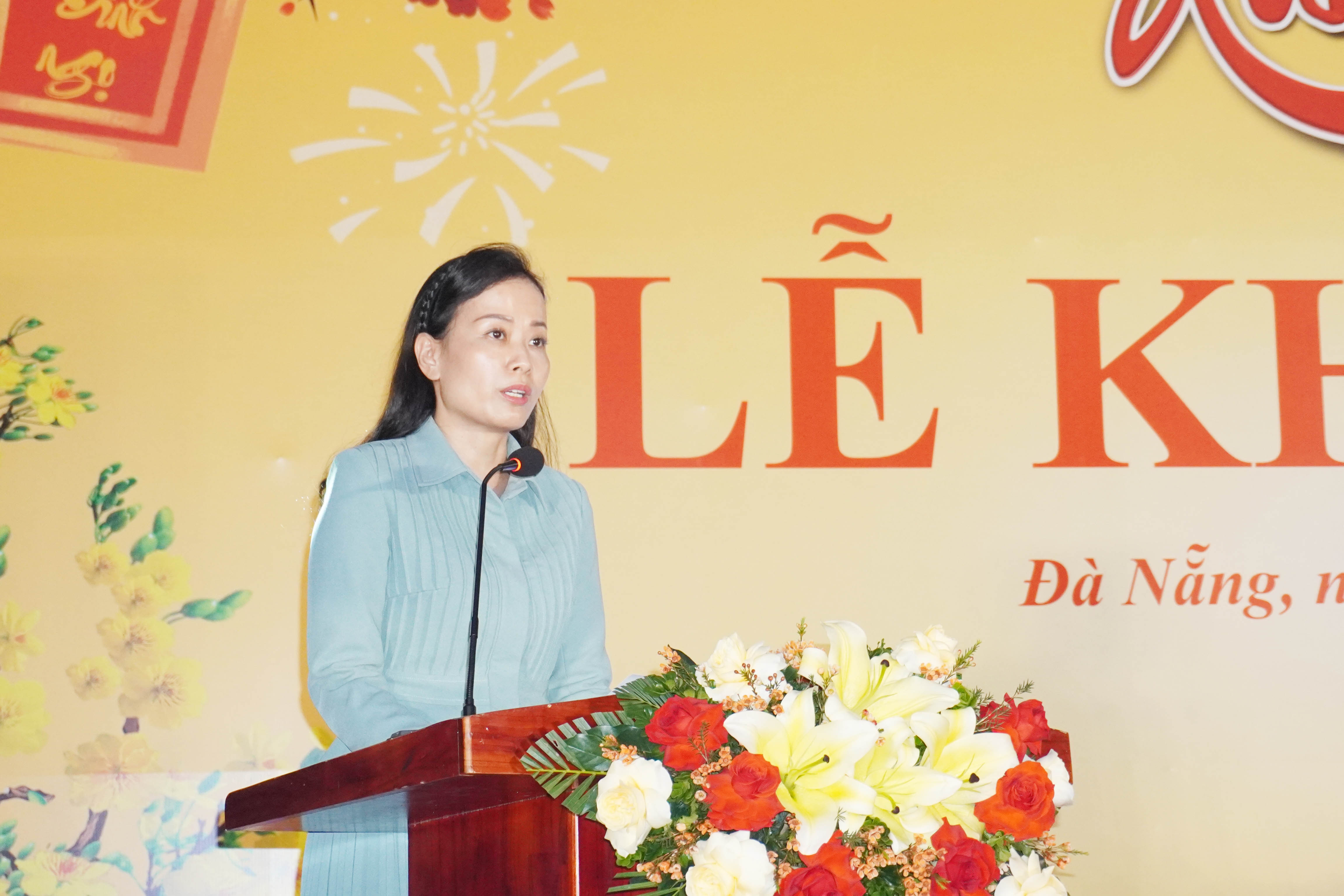 Ba Le Thi Kim Phuong - Giam doc So Cong Thuong Da Nang phat bieu tai chuong trinh. Anh: Tran Thi 