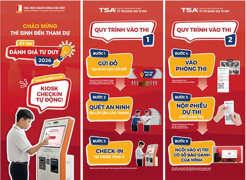 Cac buoc lam thu tuc du thi cho thi sinh du thi danh gia tu duy dot 1 nam 2026 cua Dai hoc Bach khoa Ha Noi. Anh: HUST