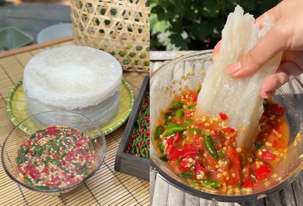 Bánh tráng nhúng nước dễ làm. Ảnh cắt từ video