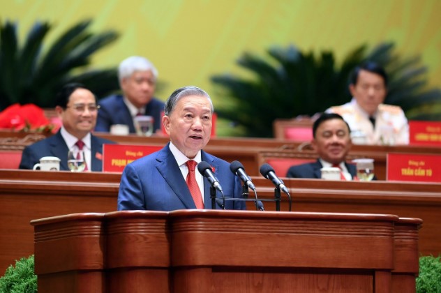 Le secretaire general To Lam, au nom du Comite central du Parti du XIVe mandat, a exprime son opinion. Photo: TTXVN