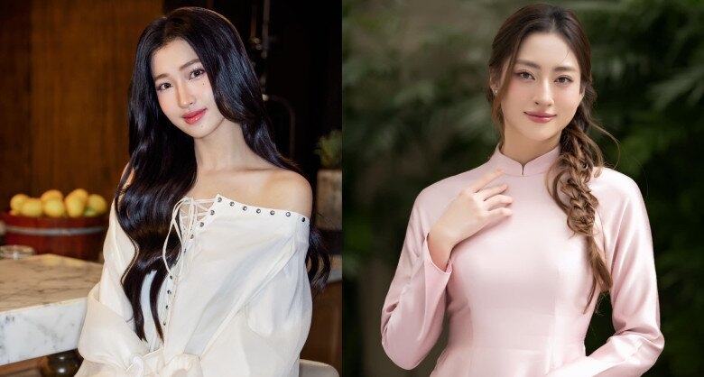 Runner-up Phuong Nhi and Miss Luong Thuy Linh. Photo: Sen Vang