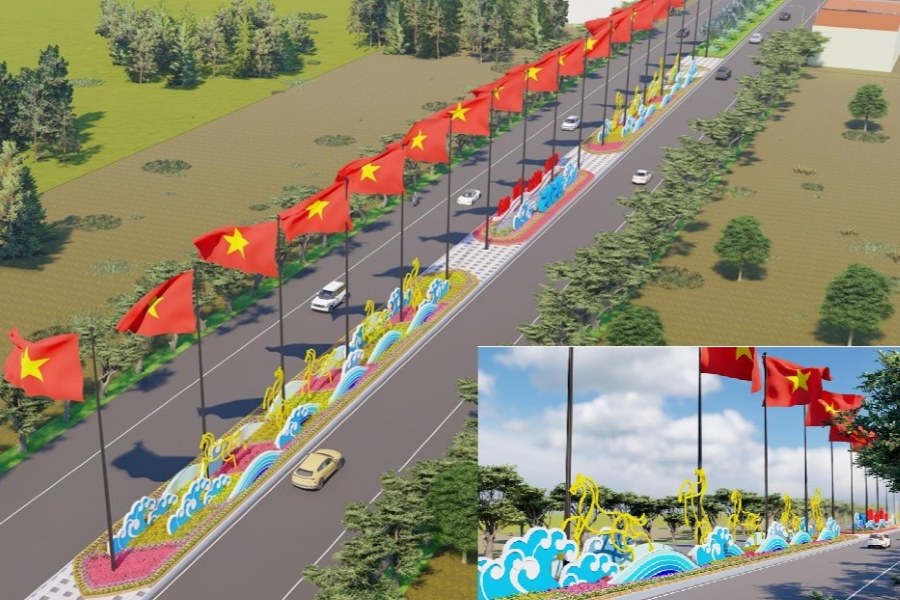 Trang tri Tet Nguyen dan 2026 tai cau Co May - cua ngo ra vao khu vuc Vung Tau. Anh: UBVT