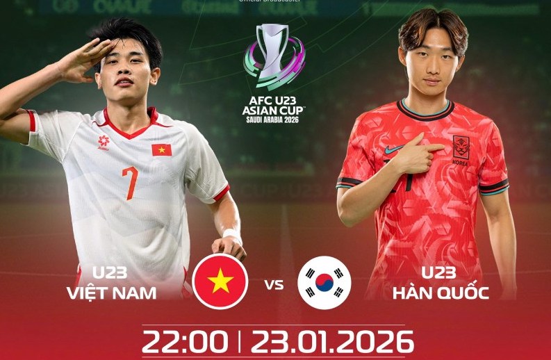 Le Vietnam U23 rencontre la Coree du Sud U23 lors du match pour la 3e place du Championnat d'Asie U23 2026. Photo: TV360