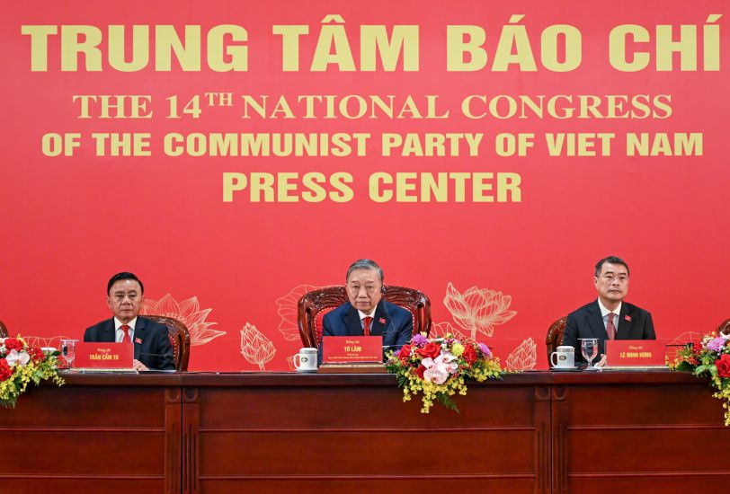General Secretary To Lam and leaders chaired the press conference. Photo: Tran Vuong