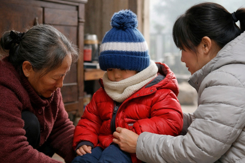 Different views on how to keep children warm on cold days can also cause family conflicts. Graphics: Khanh Linh