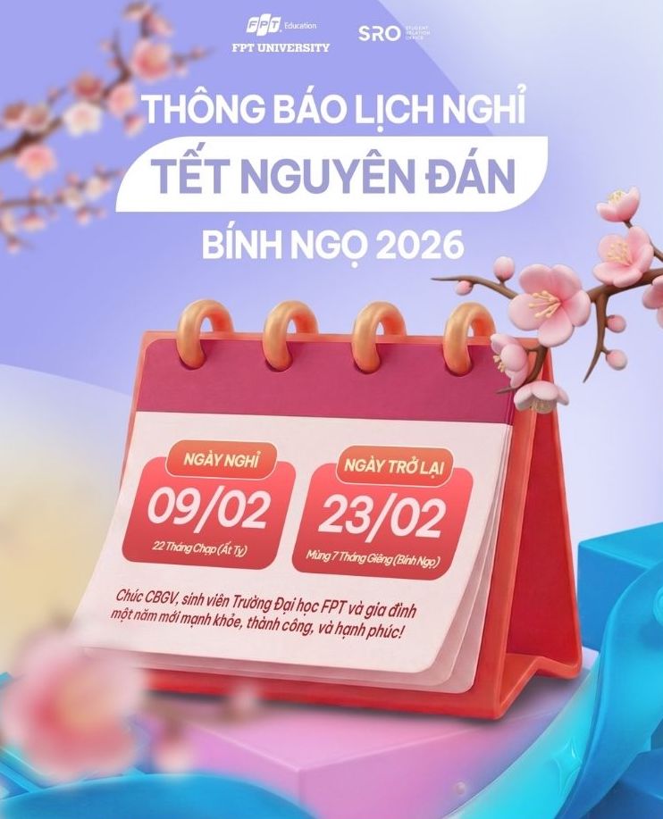 Lich nghi Tet Nguyen dan nam 2026 cua sinh vienTruong Dai hoc FPT (co so Ha Noi). Anh: Truong Dai hoc FPT