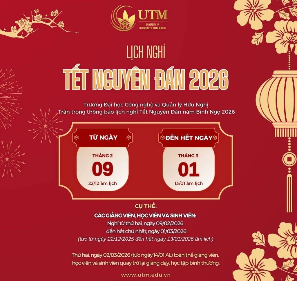 Lich nghi Tet Nguyen dan nam 2026 cua sinh vien Truong Dai hoc Cong nghe va Quan ly Huu Nghi. Anh: Truong Dai hoc Cong nghe va Quan ly Huu Nghi