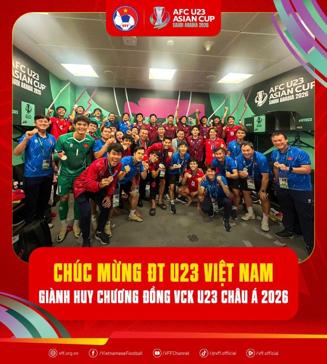 U23 Viet Nam gianh huy chuong dong U23 chau A 2026. Anh: VFF