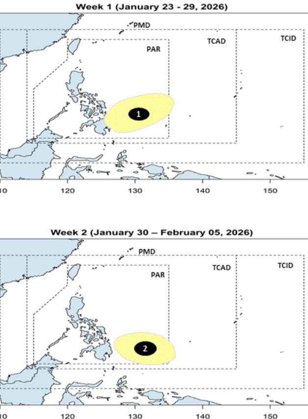 Du bao 2 ap thap lien tiep trong nhung ngay toi. Anh: PAGASA 